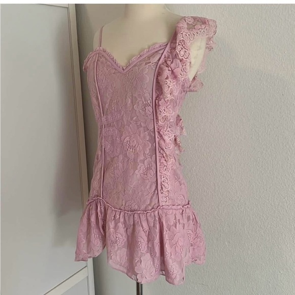 Pink Lace Ruffle Dress - Picture 1 of 2